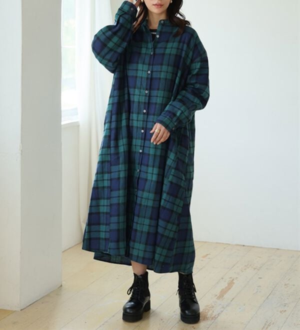 大きいサイズ】【LL～8L】フランネル細魅せチェックシャツ