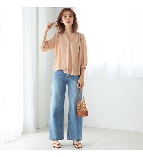 GeeRA（ジーラ）の「シルエットきれい！上品7分袖デザインブラウス（ブラウス）」｜詳細画像