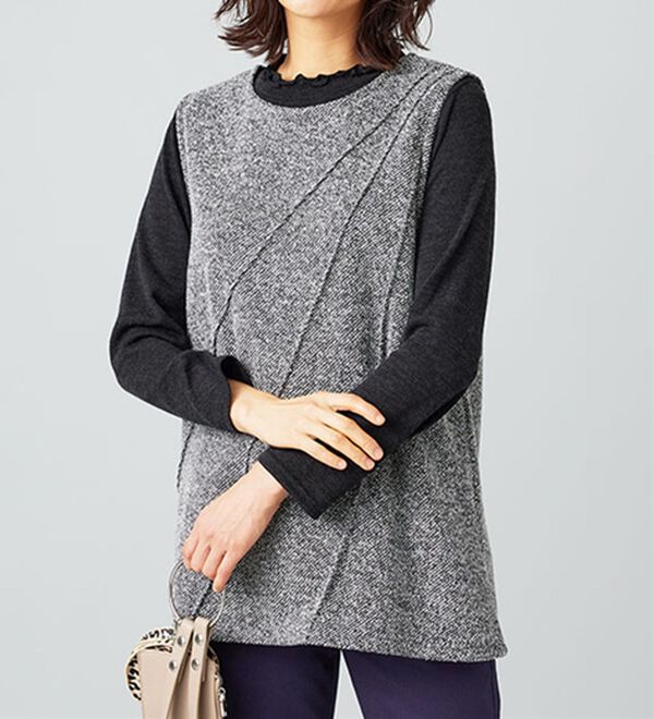 BELLUNA（ベルーナ）の「ブークレ素材タックデザインアンサンブル（アンサンブル）」｜詳細画像