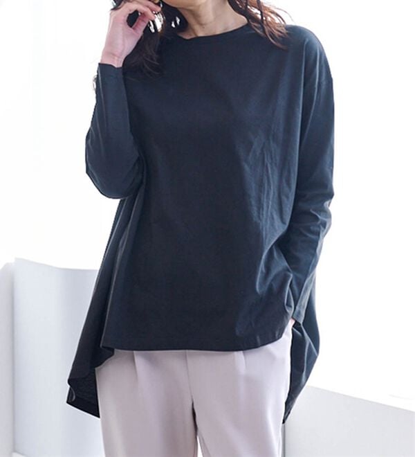 RANAN（ラナン）の「＜ＢＣ＞綿１００％ひんやりフレアーシルエットチュニック（カットソー）」｜詳細画像