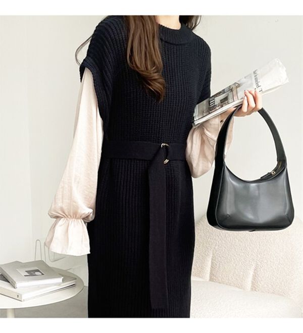 袖ブラウスドッキングニットワンピース - ベルーナ【公式】