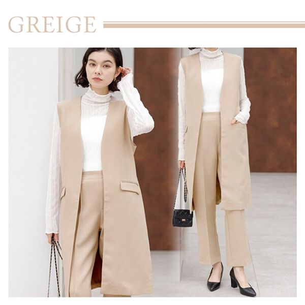 GeeRA（ジーラ）の「【２点セット】ロングジレセットアップスーツ（パンツスーツ）」｜詳細画像