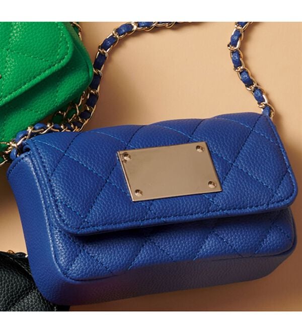 RANAN（ラナン）の「プレートデザインミニバッグ（ハンドバッグ）」｜ブルー