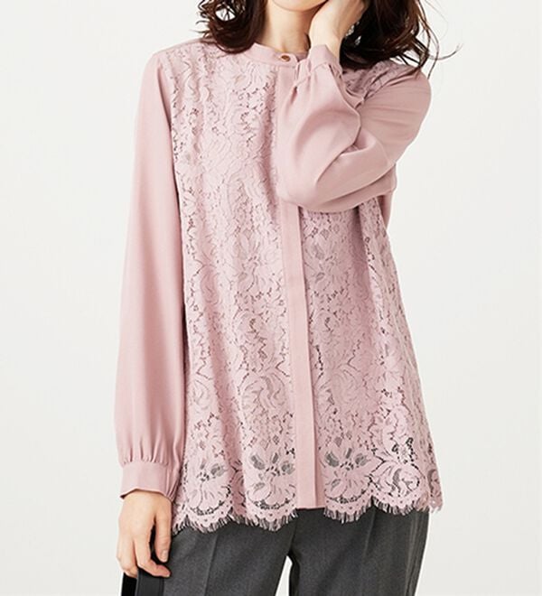BELLUNA（ベルーナ）の「上品スカラップレース使いシャツチュニック（チュニック）」｜詳細画像