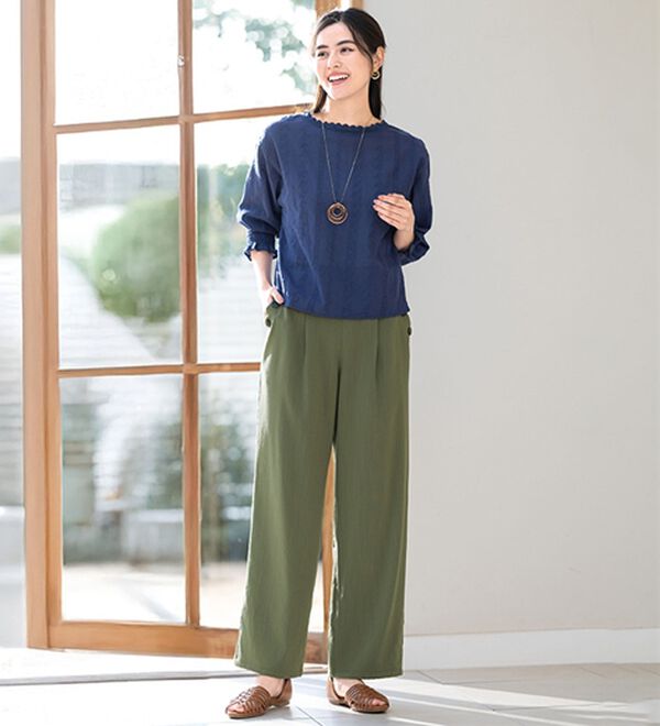 ルフラン（ルフラン）の「強撚スラブ釦デザインパンツ（フルレングスパンツ）」｜詳細画像