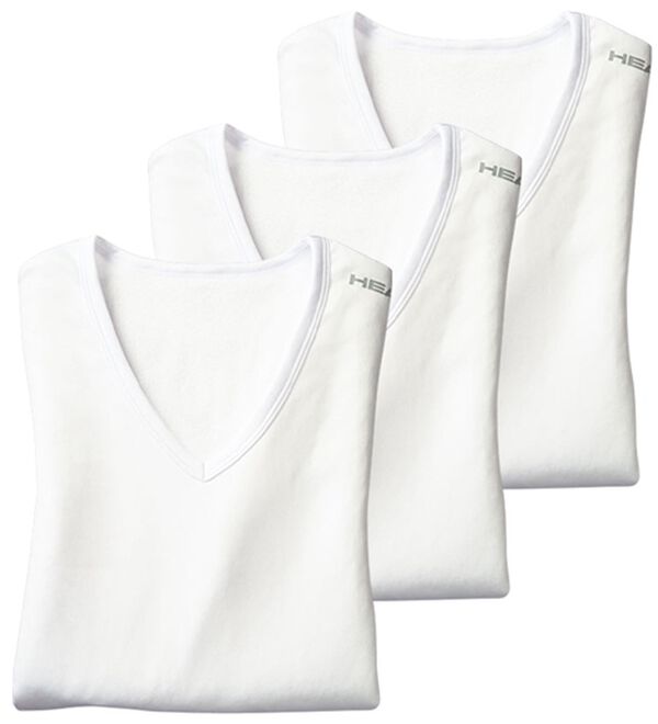 「【３枚組】＜ヘッド＞裏起毛ウォーム＆ストレッチインナー（メンズ肌着・インナーウェア）」｜ホワイト3枚組 半袖V首