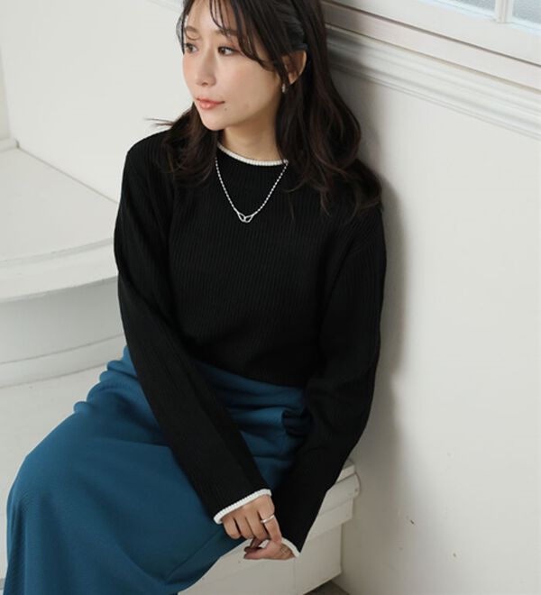 A HAPPY MARILYN（アハッピーマリリン）の「【ＬＬ～６Ｌ】Ｔシャツ感覚！カメレオン級の着回しが叶うリブニット（ニット・セーター）」｜詳細画像