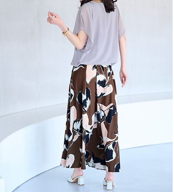 ボタニカル柄フレアーロングスカート - ベルーナ【公式】