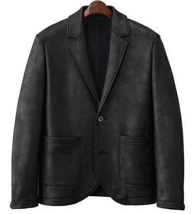 「フェイクレザーテーラードジャケット（メンズジャケット）」