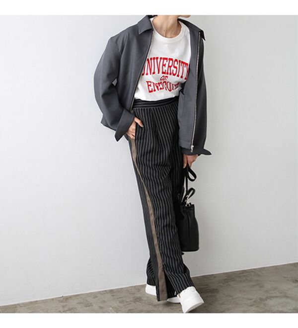 GeeRA（ジーラ）の「サイドライン裾スリットパンツ（フルレングスパンツ）」｜詳細画像