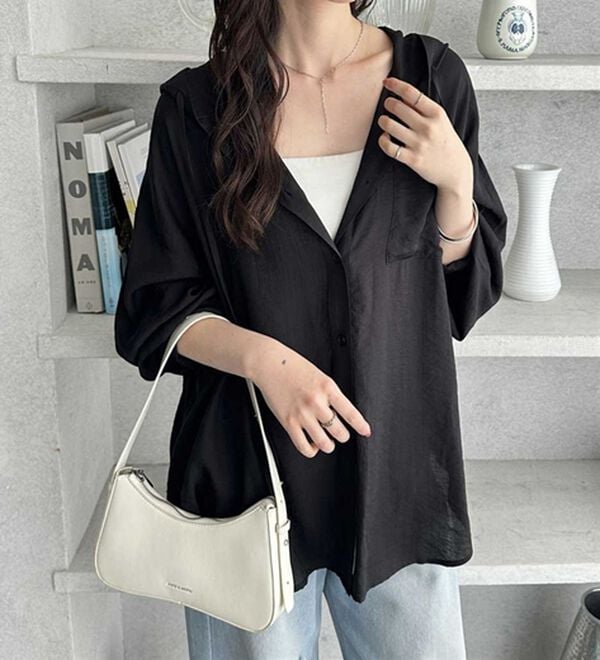 GeeRA（ジーラ）の「フード付きオーバーサイズシャツ（シャツ）」｜詳細画像