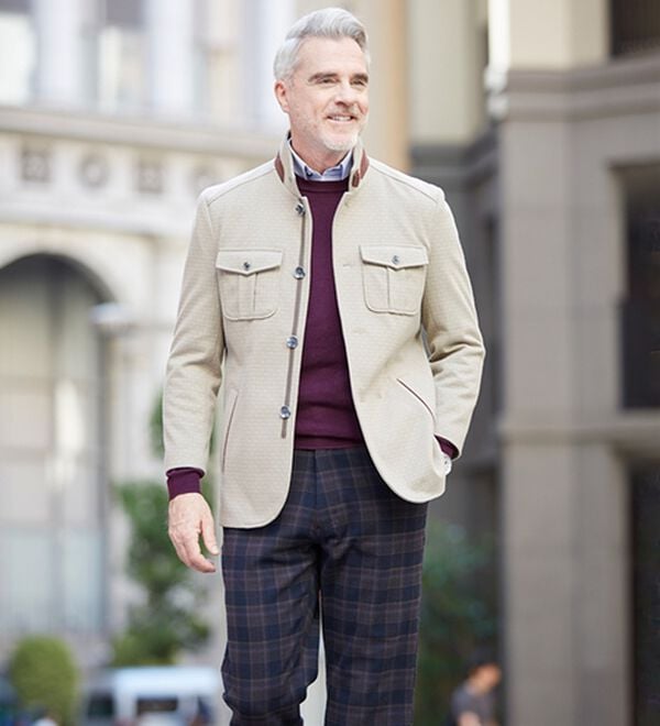 「＜コムルヴァン・オム＞袖丈短め紳士のジャストフィットジャケット（メンズジャケット）」｜詳細画像