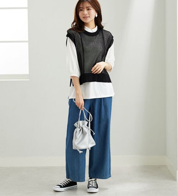 BELLUNA（ベルーナ）の「透かし編ニットベストアンサンブル（アンサンブル）」｜詳細画像