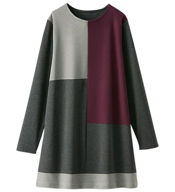 BELLUNA（ベルーナ）の「かのこ素材配色ブロッキングチュニック（チュニック）」｜詳細画像