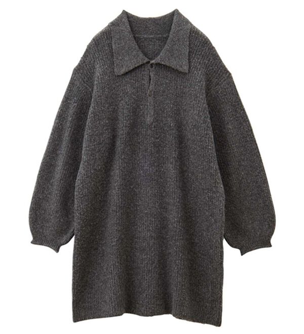 GeeRA（ジーラ）の「ポロ衿ミニニットワンピース（ニットワンピース）」｜詳細画像