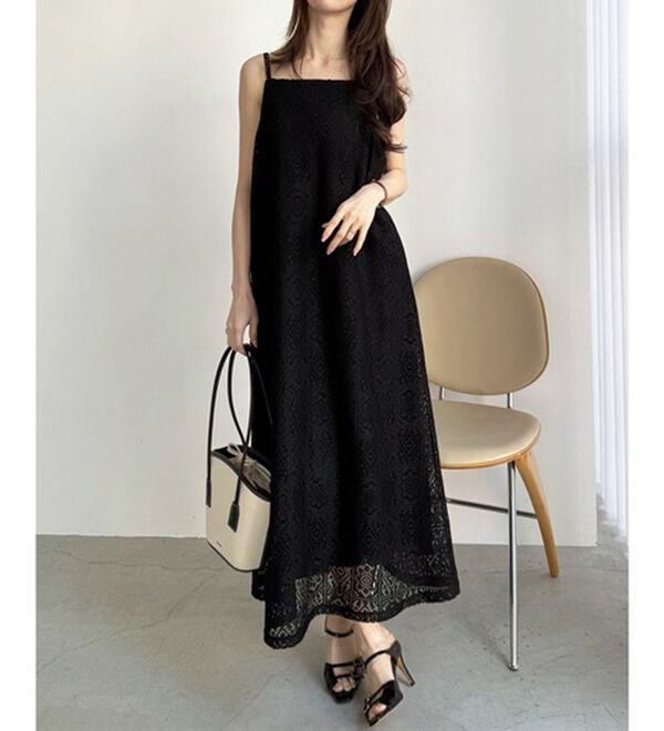 GeeRA（ジーラ）の「前後２ＷＡＹパネルレースキャミワンピース（その他ワンピース）」｜詳細画像