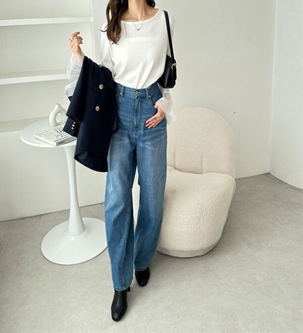 GeeRA（ジーラ）の「袖口異素材切替リブカットソー（カットソー）」｜詳細画像