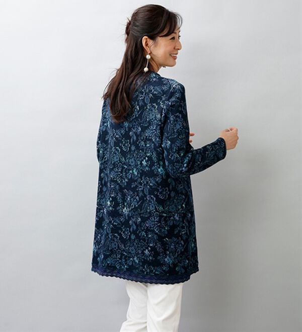 ルフラン（ルフラン）の「日本製　かすり花柄チュニック（ニット・セーター）」｜詳細画像