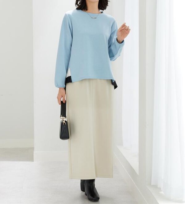 BELLUNA（ベルーナ）の「裾配色プリーツデザインプルオーバー（カットソー）」｜詳細画像