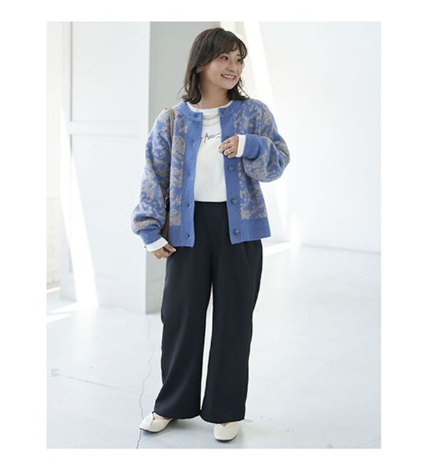 BELLUNA（ベルーナ）の「配色ジャカードニットショートカーディガン（ニットカーディガン）」｜詳細画像