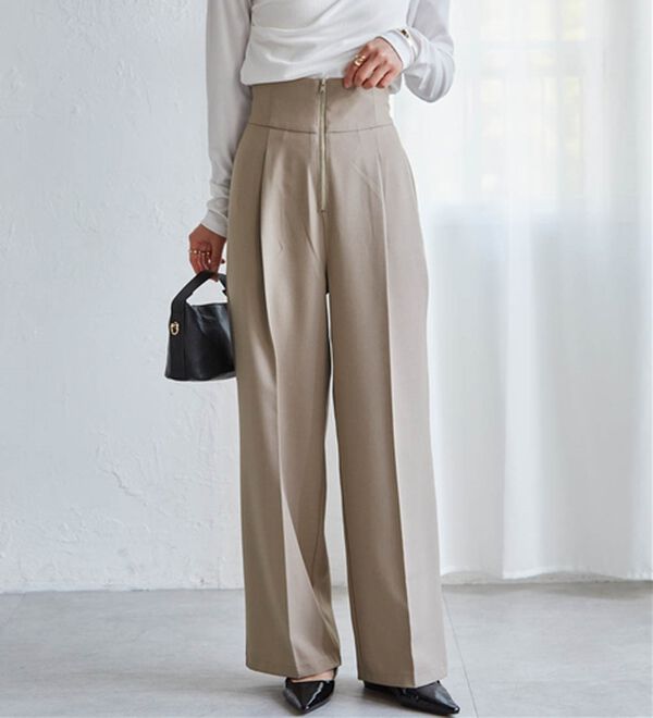 RANAN（ラナン）の「ハイウエストジップワイドパンツ（ワイドパンツ・ガウチョ）」｜詳細画像