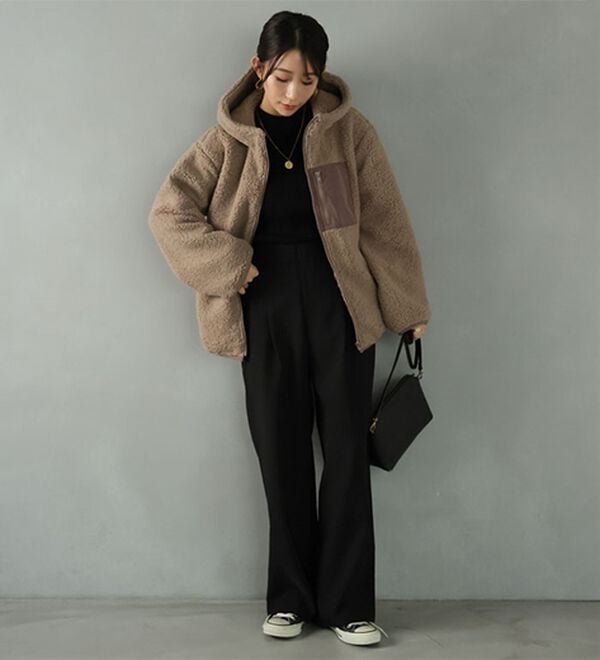 A HAPPY MARILYN（アハッピーマリリン）の「【Ｌ～８Ｌ】中綿入りボアフードブルゾン（ブルゾン）」｜詳細画像