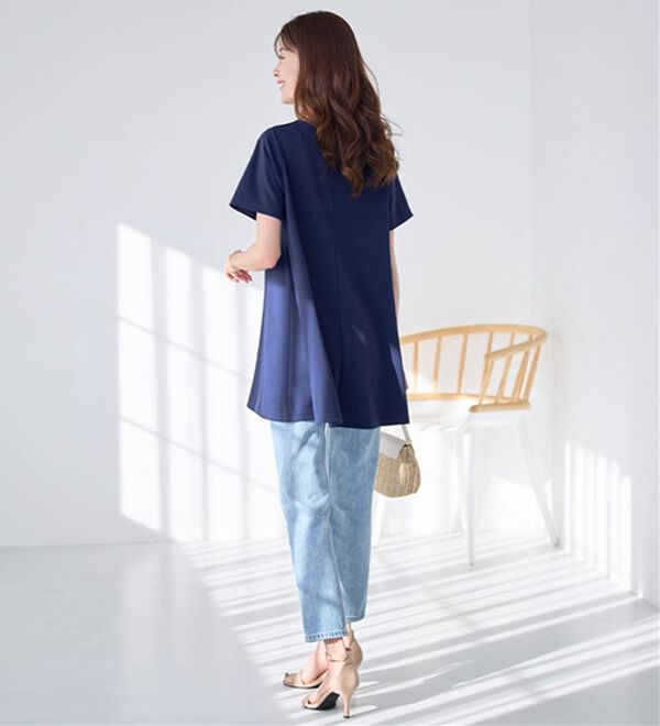 alotta（アロッタ）の「【接触冷感】さらっと快適！高見えフレアーロングチュニックＴシャツ（チュニック）」｜詳細画像