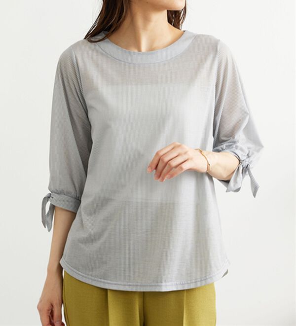 BELLUNA（ベルーナ）の「【2点セット】ストライプシャツ&times;ベストアンサンブル（アンサンブル）」｜詳細画像