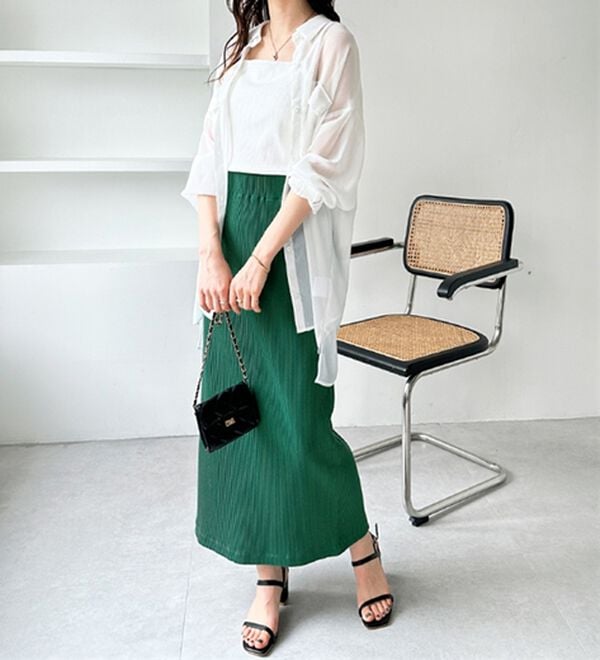 GeeRA（ジーラ）の「【着回し力◎】楽ちんすっきり見え！リブロングスカート（ロングスカート）」｜詳細画像