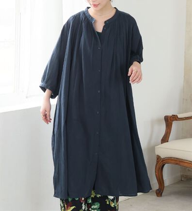 A HAPPY MARILYN（アハッピーマリリン）の「【Ｌ～６Ｌ】【選べる袖丈】【風通るプレミアム】綿・楊柳シャツチュニック（チュニック）」