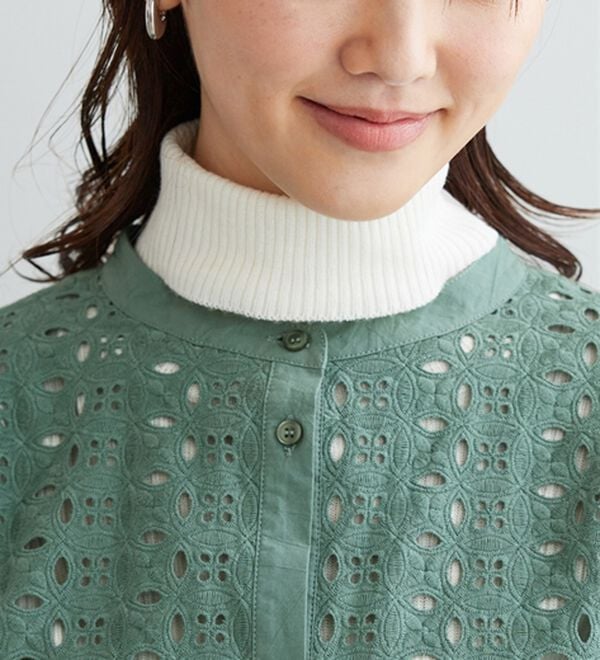 BELLUNA（ベルーナ）の「花柄レース切替シャツジャケット（シャツ）」｜詳細画像