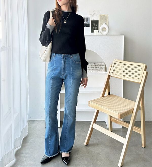 GeeRA（ジーラ）の「【再入荷】レイヤード風モチっと柔らかリブニット（ニット・セーター）」｜詳細画像