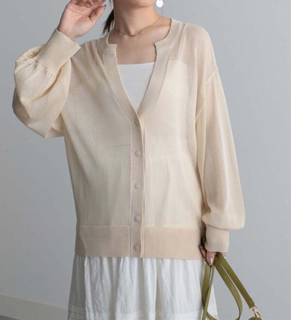 ひんやり！シアーニットキーネックカーディガン - ベルーナ【公式】