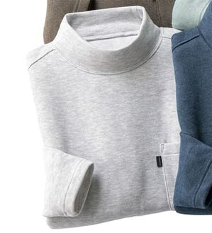 「カシミヤタッチハイネックＴシャツ（メンズＴシャツ）」｜シルバーグレー