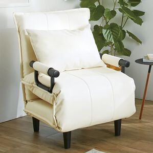 iellio（イエリオ）の「座って寝てくつろげる３ＷＡＹソファベッド２＜サイズが選べる・省スペース・リクライニング・クッション付＞（ソファ）」｜ホワイトレザー調