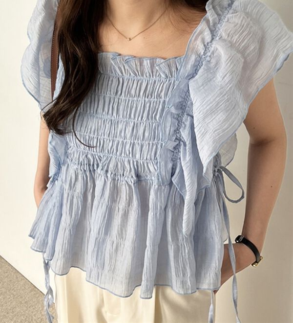 GeeRA（ジーラ）の「フリルシャーリングブラウス（ブラウス）」｜詳細画像