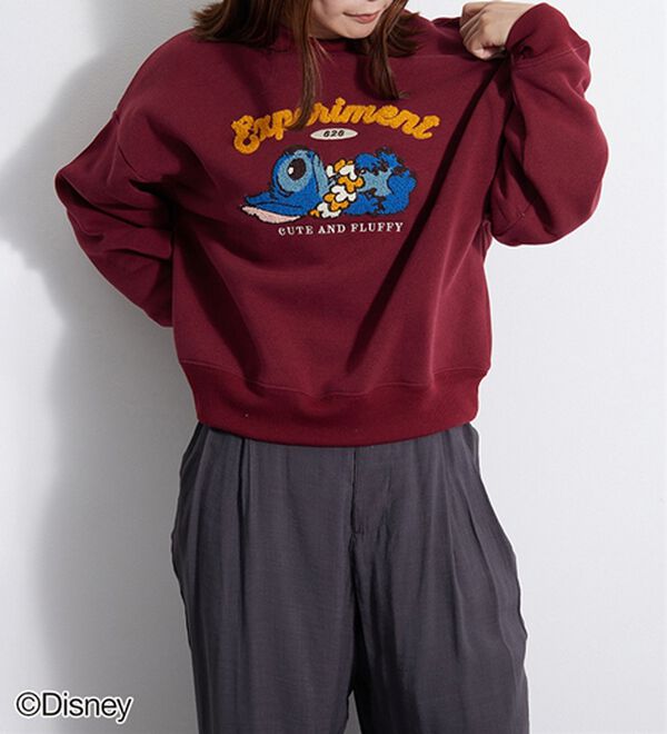 BELLUNA（ベルーナ）の「＜Ｄｉｓｎｅｙ＞【スティッチ】さがら刺しゅう裏起毛ゆったりトレーナー（トレーナー・スウェット）」｜詳細画像