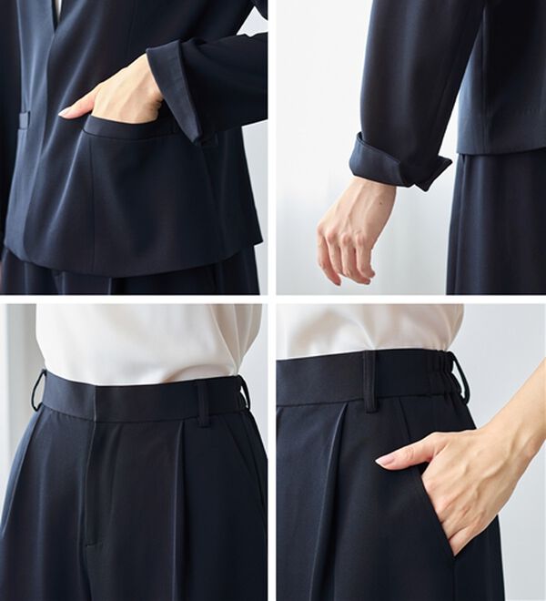 Viola e Viola（ヴィオラ エ ヴィオラ）の「【2点セット】洗える！カラーレスジャケットガウチョスーツ（パンツスーツ）」｜詳細画像