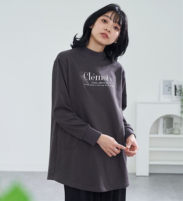 BELLUNA（ベルーナ）の「裏毛リブデザイン大人のロゴチュニック（カットソー）」｜詳細画像