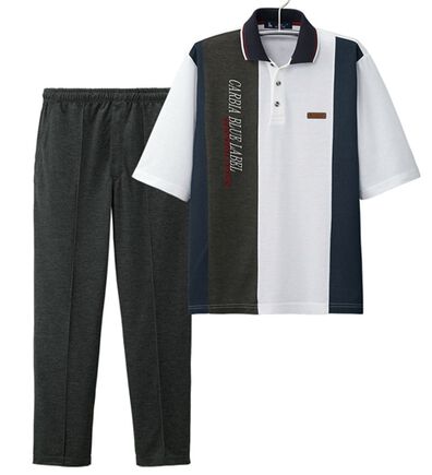 「＜カルビア＞夏素材で快適！毎日活躍切替デザインホームスーツ（メンズルームウェア）」