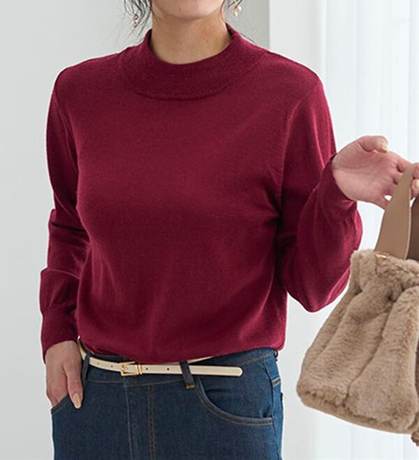 BELLUNA（ベルーナ）の「洗える！メリノウール１００％ハイネックセーター（ニット・セーター）」｜詳細画像