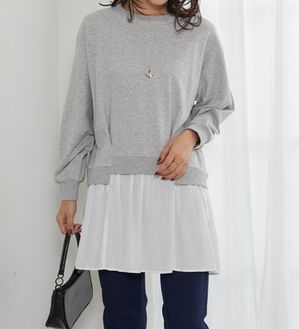 BELLUNA（ベルーナ）の「裏毛素材レイヤード風チュニック（チュニック）」｜杢グレー