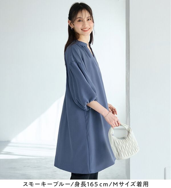 alotta（アロッタ）の「パフ袖とろみブラウスチュニックワンピース（チュニックワンピース）」｜詳細画像