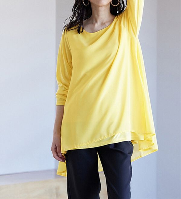 RANAN（ラナン）の「異素材切替フレアーチュニック（チュニック）」｜詳細画像