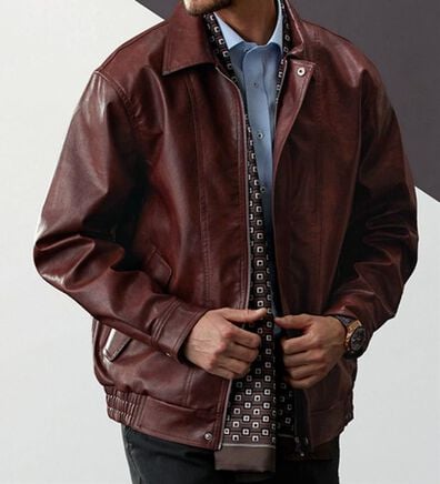 「なめらか質感フェイクレザージャケット（メンズジャケット）」