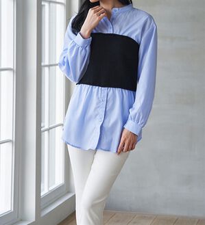 RANAN（ラナン）の「ビスチェドッキングシャツ（シャツ）」｜ブルー／ブラック