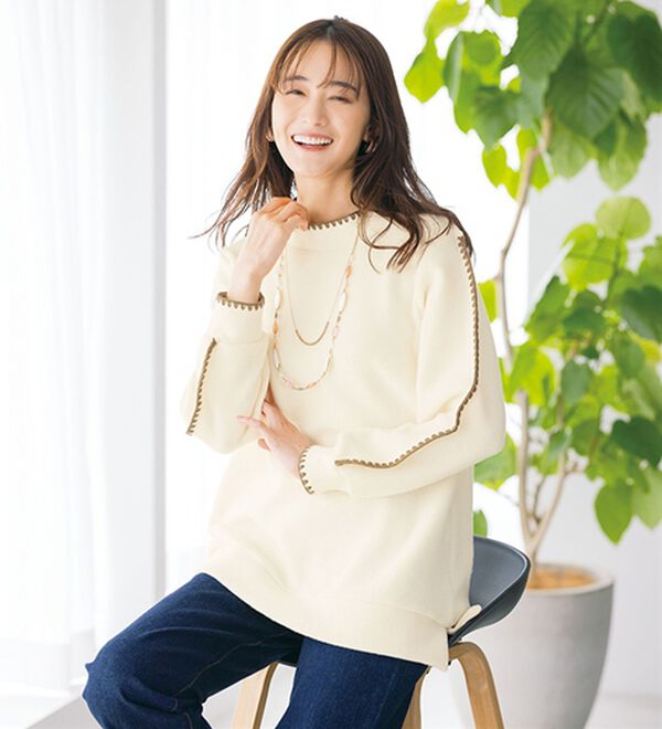 ルフラン（ルフラン）の「【４色組】配色刺しゅうのほっこりプルオーバー（カットソー）」｜詳細画像