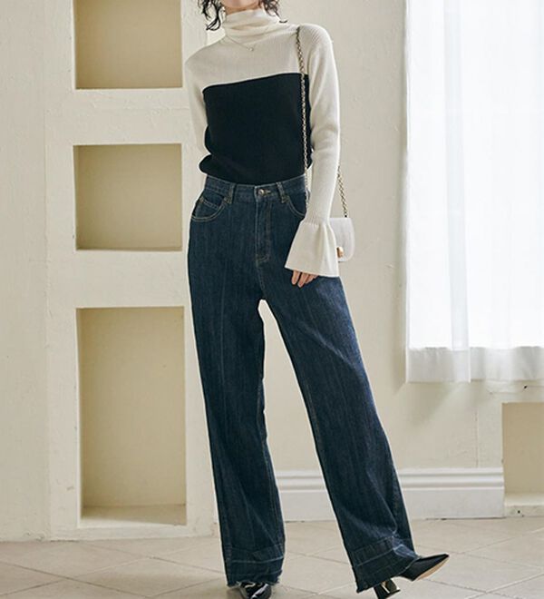 RANAN（ラナン）の「＜ムースタッチ＞洗える！バイカラータートルリブニット（ニット・セーター）」｜詳細画像