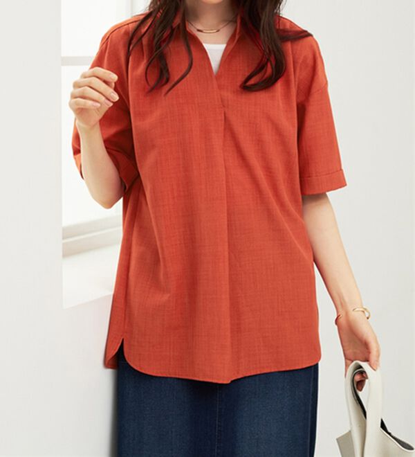 BELLUNA（ベルーナ）の「麻調素材スキッパーブラウス（ブラウス）」｜詳細画像