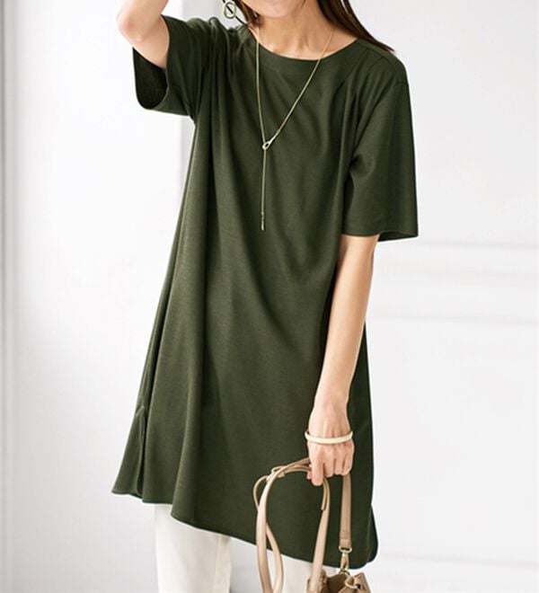 BELLUNA（ベルーナ）の「【接触冷感】かのこ素材タックデザインチュニックワンピース（その他ワンピース）」｜詳細画像